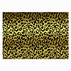 Gold And Black, Metallic Leopard Spots Pattern, Wild Cats Fur Large Glasses Cloth (2 Sides) by Casemiro