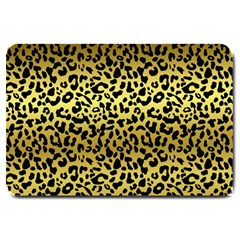 Gold And Black, Metallic Leopard Spots Pattern, Wild Cats Fur Large Doormat 