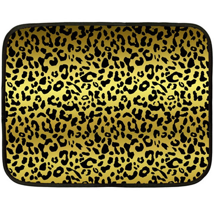 Gold and black, metallic leopard spots pattern, wild cats fur Double Sided Fleece Blanket (Mini) 