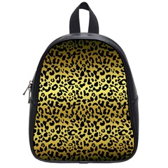 Gold and black, metallic leopard spots pattern, wild cats fur School Bag (Small)