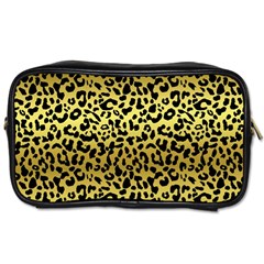 Gold and black, metallic leopard spots pattern, wild cats fur Toiletries Bag (Two Sides)