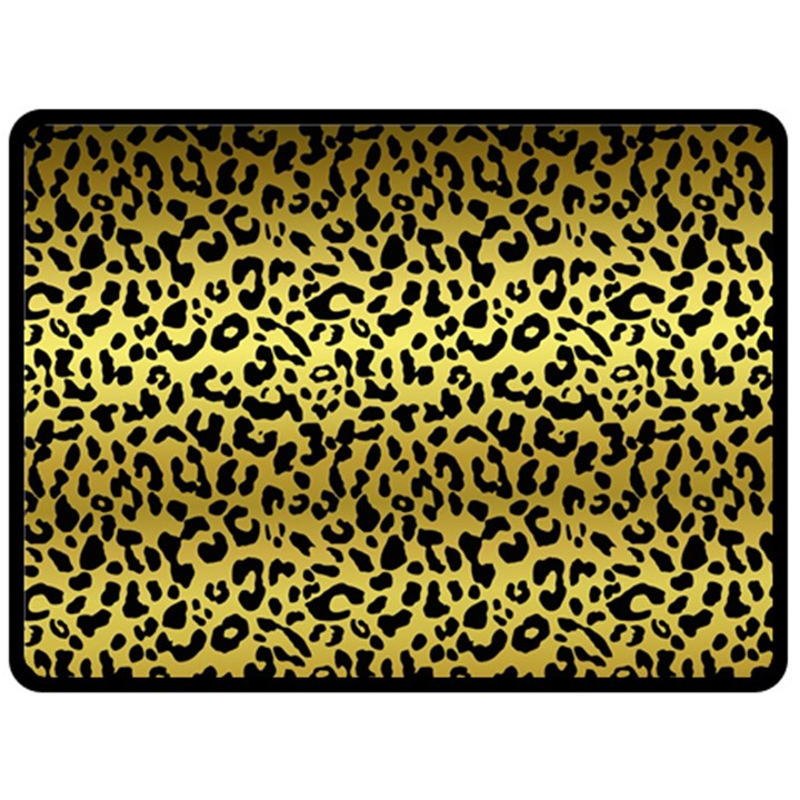 Gold and black, metallic leopard spots pattern, wild cats fur Fleece Blanket (Large) 