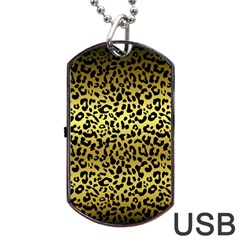 Gold And Black, Metallic Leopard Spots Pattern, Wild Cats Fur Dog Tag Usb Flash (one Side) by Casemiro