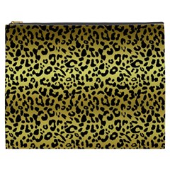 Gold And Black, Metallic Leopard Spots Pattern, Wild Cats Fur Cosmetic Bag (xxxl) by Casemiro