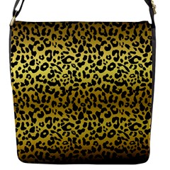 Gold And Black, Metallic Leopard Spots Pattern, Wild Cats Fur Flap Closure Messenger Bag (s) by Casemiro