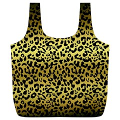 Gold And Black, Metallic Leopard Spots Pattern, Wild Cats Fur Full Print Recycle Bag (xl) by Casemiro