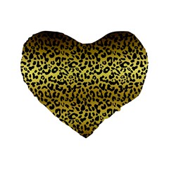 Gold And Black, Metallic Leopard Spots Pattern, Wild Cats Fur Standard 16  Premium Flano Heart Shape Cushions by Casemiro