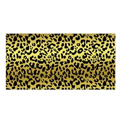 Gold And Black, Metallic Leopard Spots Pattern, Wild Cats Fur Satin Shawl by Casemiro