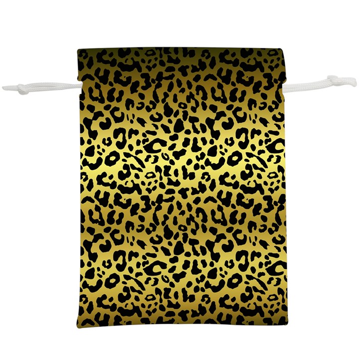 Gold and black, metallic leopard spots pattern, wild cats fur  Lightweight Drawstring Pouch (XL)