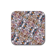 Rounded Stones Print Motif Rubber Coaster (square)  by dflcprintsclothing