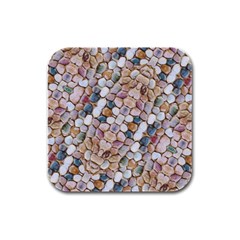 Rounded Stones Print Motif Rubber Square Coaster (4 Pack)  by dflcprintsclothing