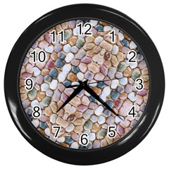 Rounded Stones Print Motif Wall Clock (black)