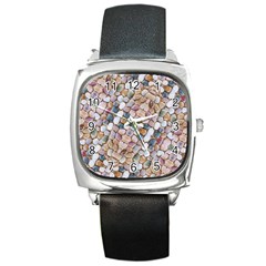 Rounded Stones Print Motif Square Metal Watch by dflcprintsclothing