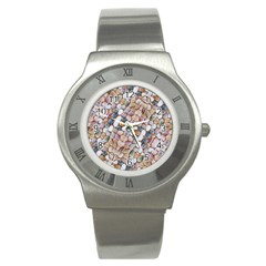 Rounded Stones Print Motif Stainless Steel Watch by dflcprintsclothing