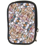 Rounded Stones Print Motif Compact Camera Leather Case Front