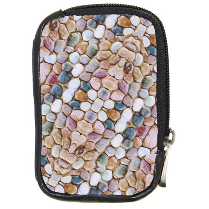 Rounded Stones Print Motif Compact Camera Leather Case