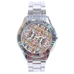 Rounded Stones Print Motif Stainless Steel Analogue Watch by dflcprintsclothing