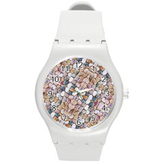 Rounded Stones Print Motif Round Plastic Sport Watch (m) by dflcprintsclothing