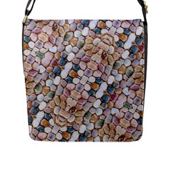 Rounded Stones Print Motif Flap Closure Messenger Bag (l) by dflcprintsclothing