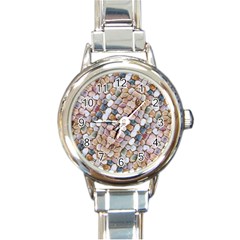 Rounded Stones Print Motif Round Italian Charm Watch