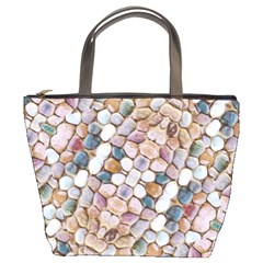 Rounded Stones Print Motif Bucket Bag