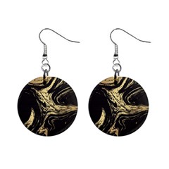 Black And Gold Marble Mini Button Earrings by Dushan