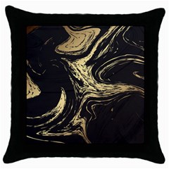 Black And Gold Marble Throw Pillow Case (black) by Dushan