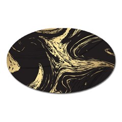 Black And Gold Marble Oval Magnet by Dushan