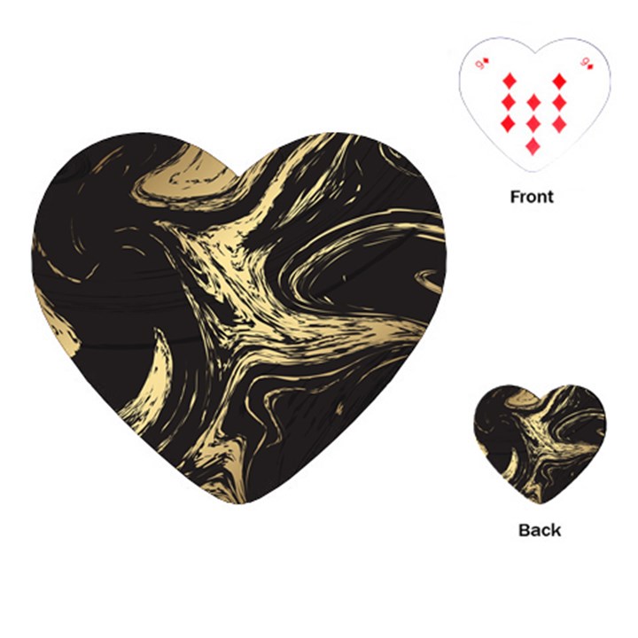 Black and gold marble Playing Cards Single Design (Heart)