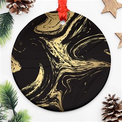 Black And Gold Marble Round Ornament (two Sides)