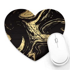 Black And Gold Marble Heart Mousepads by Dushan