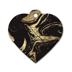 Black And Gold Marble Dog Tag Heart (one Side) by Dushan