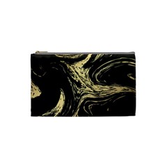 Black And Gold Marble Cosmetic Bag (small) by Dushan