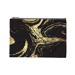 Black And Gold Marble Cosmetic Bag (large) by Dushan