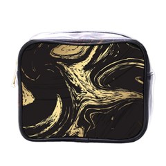 Black And Gold Marble Mini Toiletries Bag (one Side) by Dushan