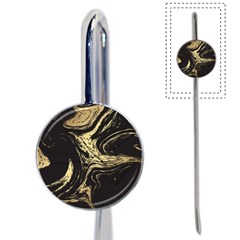 Black And Gold Marble Book Mark by Dushan