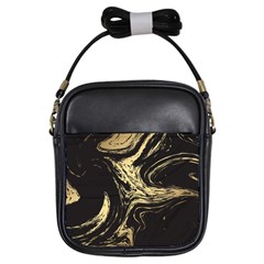 Black And Gold Marble Girls Sling Bag