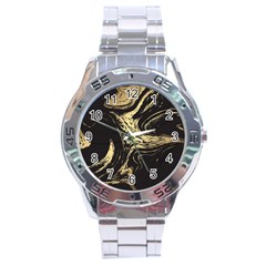 Black And Gold Marble Stainless Steel Analogue Watch by Dushan