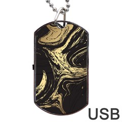 Black And Gold Marble Dog Tag Usb Flash (two Sides) by Dushan