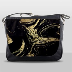 Black And Gold Marble Messenger Bag by Dushan