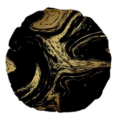 Black And Gold Marble Large 18  Premium Round Cushions by Dushan