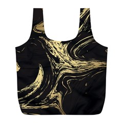 Black And Gold Marble Full Print Recycle Bag (l)