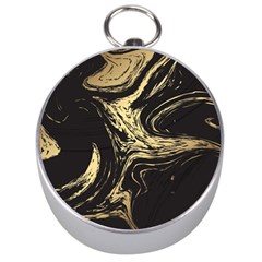 Black And Gold Marble Silver Compasses by Dushan