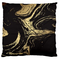 Black And Gold Marble Large Flano Cushion Case (two Sides) by Dushan