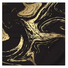 Black And Gold Marble Large Satin Scarf (square) by Dushan