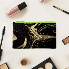 Black And Gold Marble Cosmetic Bag (xs) by Dushan