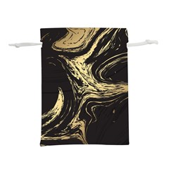 Black And Gold Marble Lightweight Drawstring Pouch (l) by Dushan