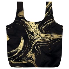 Black And Gold Marble Full Print Recycle Bag (xxxl) by Dushan