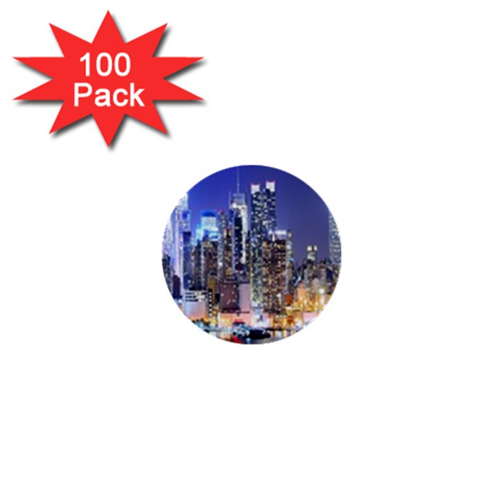 New-York CityScape  1  Mini Buttons (100 pack) 