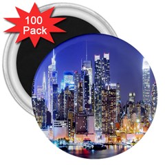 New-york Cityscape  3  Magnets (100 Pack) by Dushan